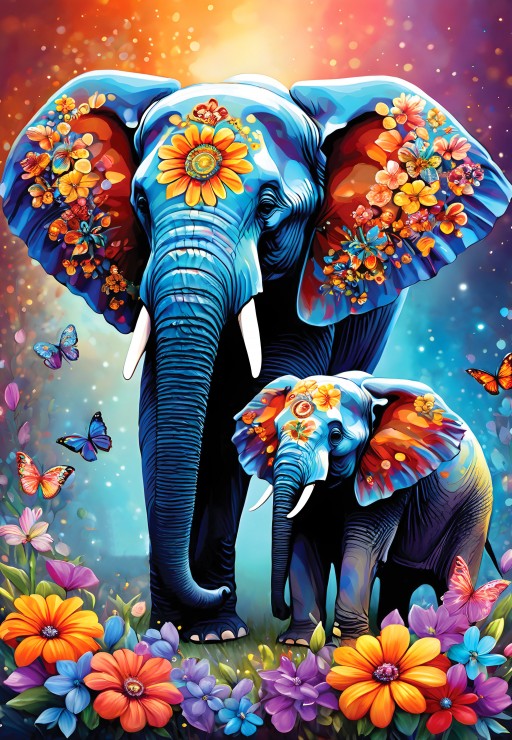 Alipson Puzzle 1000 Palan Palapeli Maternal Love Elephants