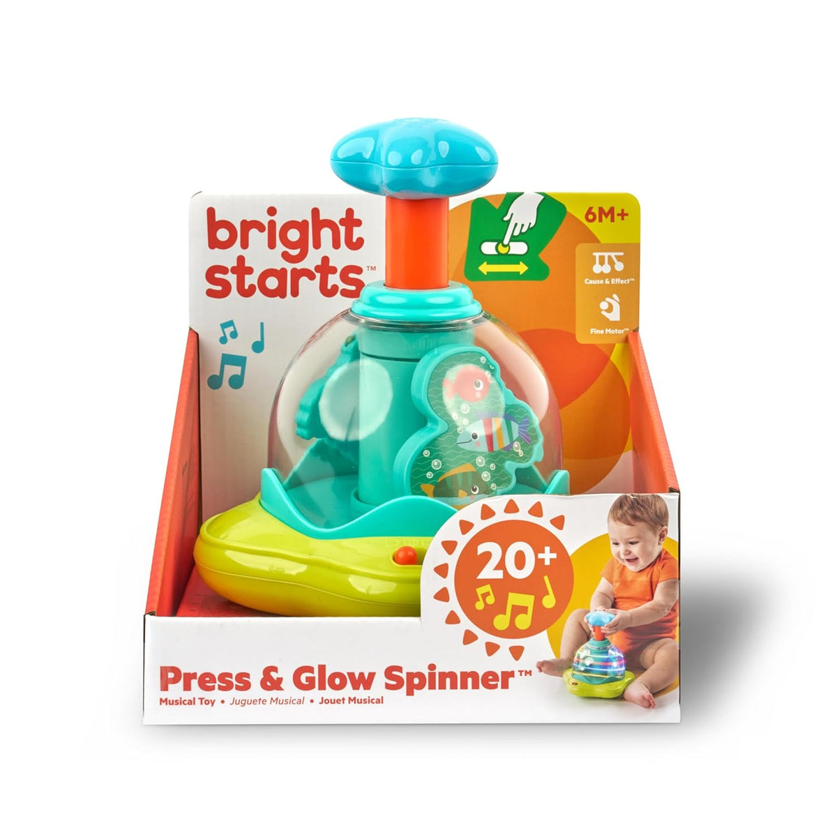 Bright Starts Press And Glo Spinner Hyrrä Valolla ja Äänillä