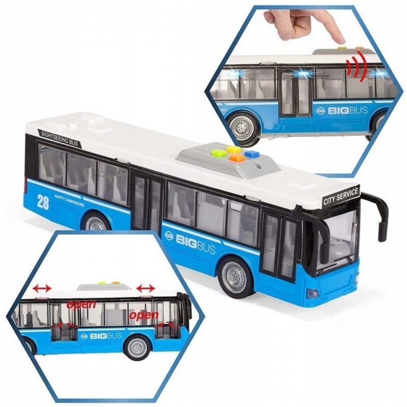 City Service Kaupunkibussi Sininen Äänellä Ja Valolla 1:16