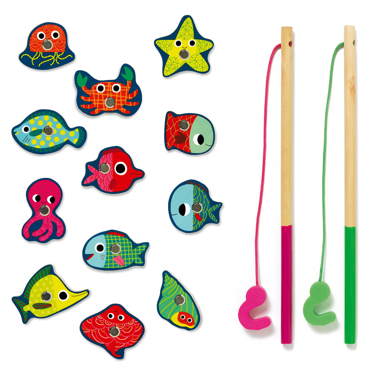 Djeco Magneettinen Kalastuspeli Fishing Colour