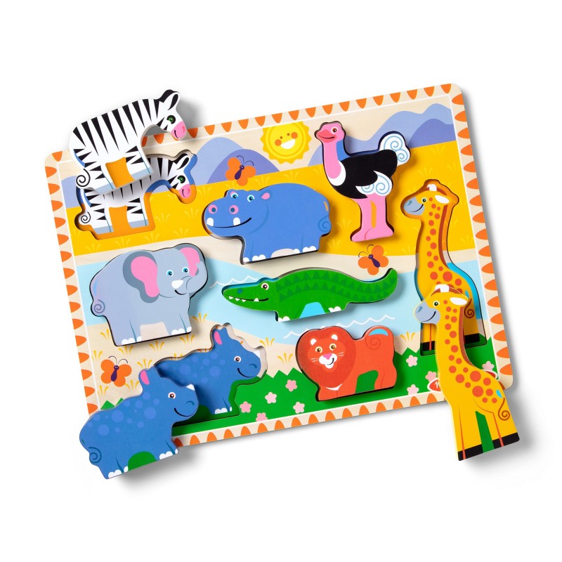 Melissa & Doug Chunky Safarin Eläimet Nuppipalapeli/Ensipalapeli