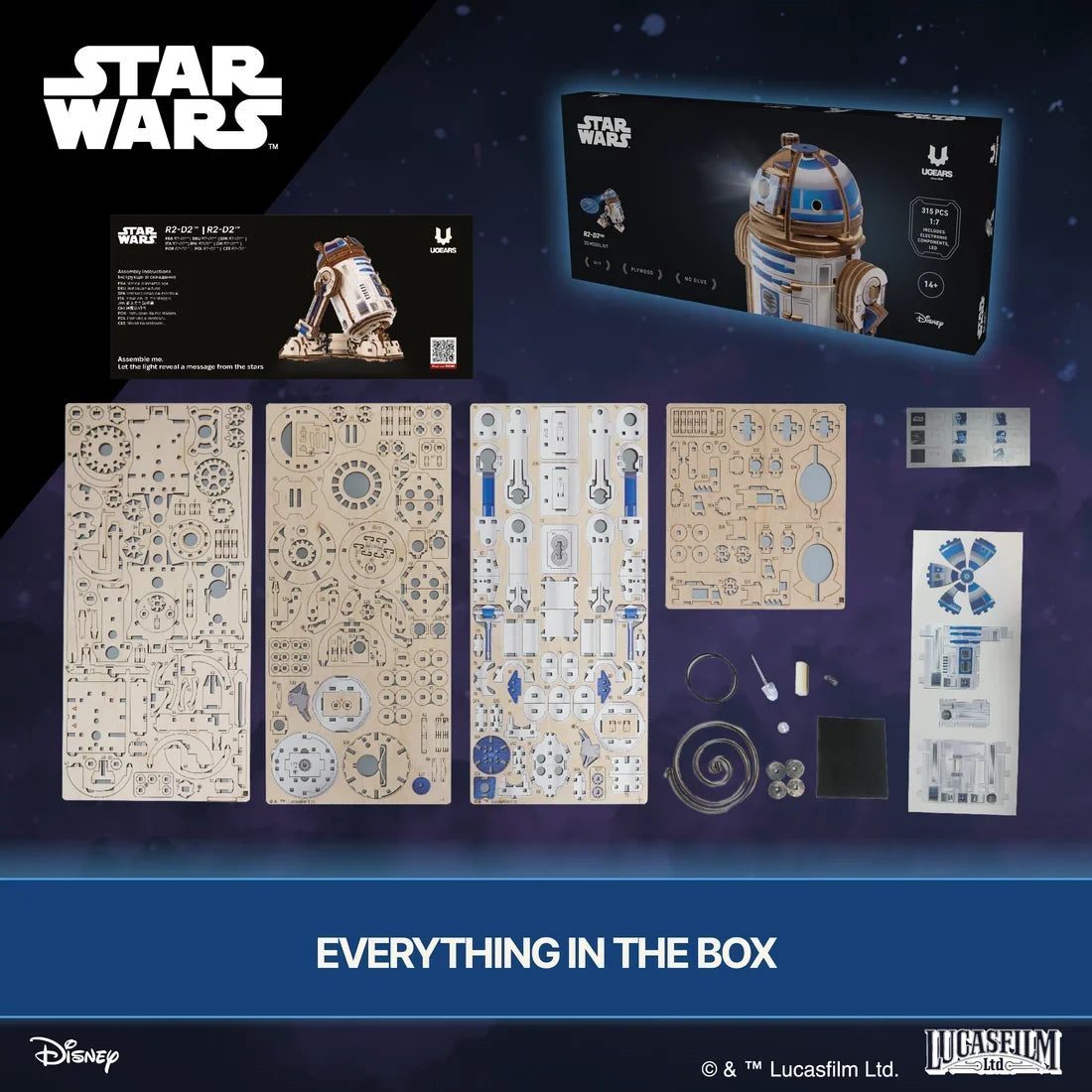 Ugears Star Wars R2-D2™ Puinen Rakennussarja