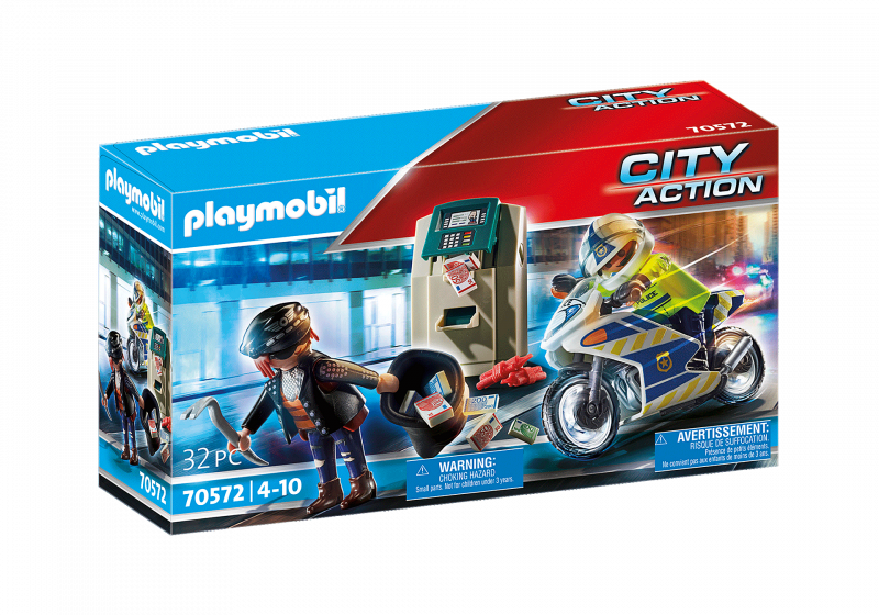 Playmobil 70572 Poliisimoottoripyörä: Raharyöstäjän takaa-ajo