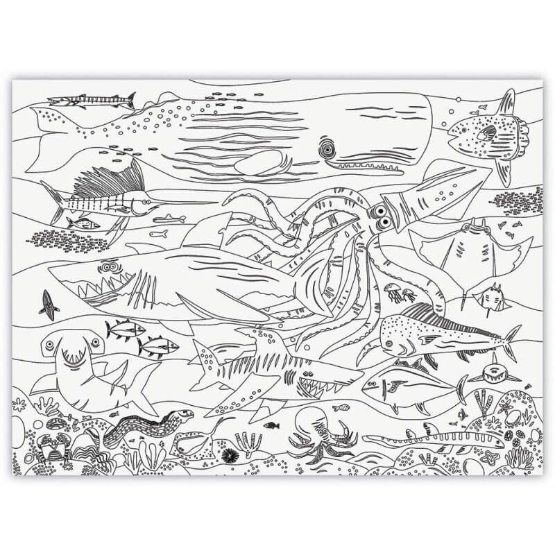 Iso Väritettävä Juliste 111x83cm Shark Reef