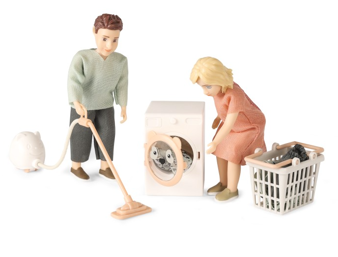 Lundby Nukketalon Kalusteet Imuri, Pesukone ja Pyykkikori