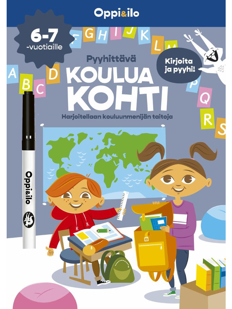 Oppi ja Ilo Pyyhittävä Koulua Kohti Puuhakirja (6-7v)