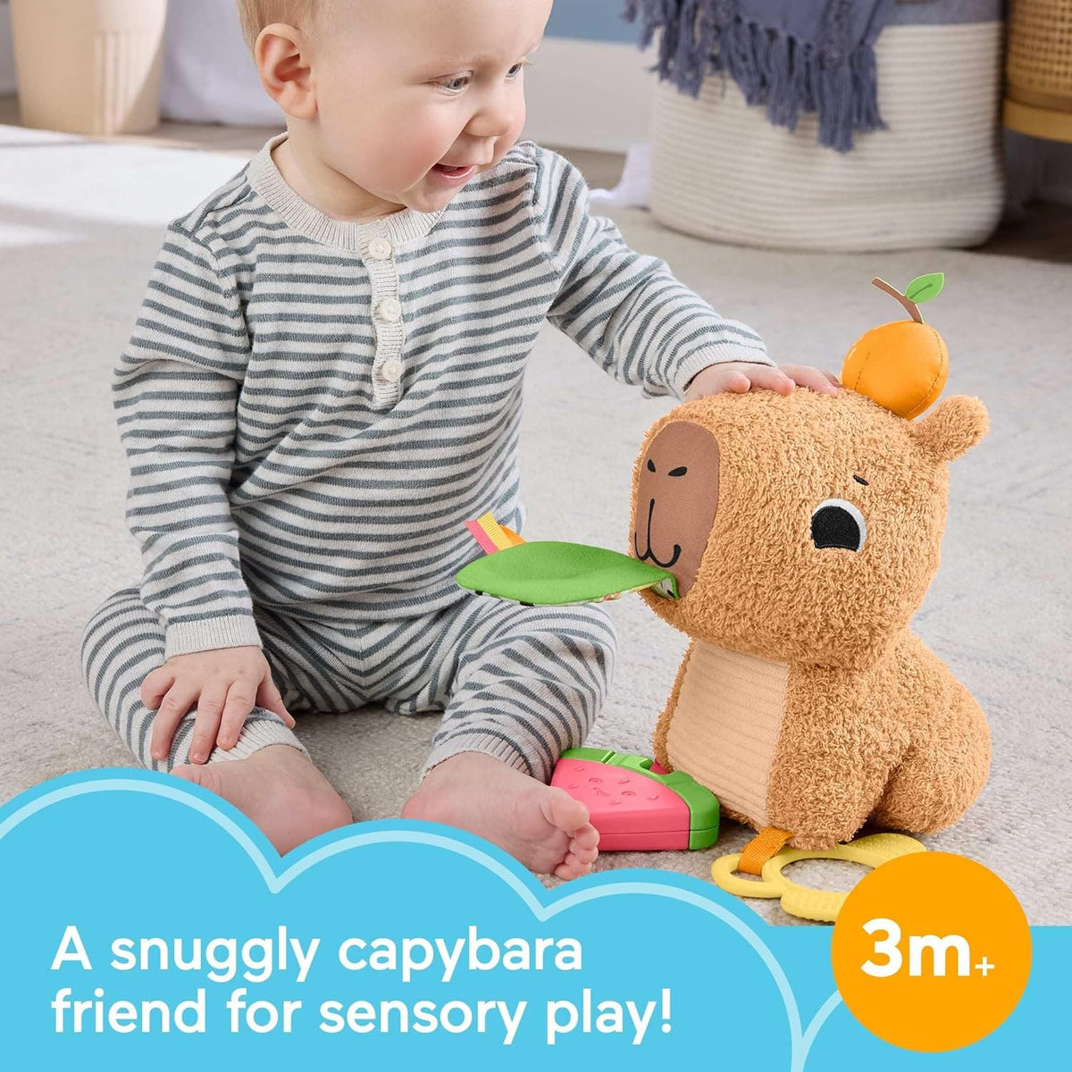 Fisher-Price Sensimals Snuggle Snacky Capybara Aktiviteettipehmolelu