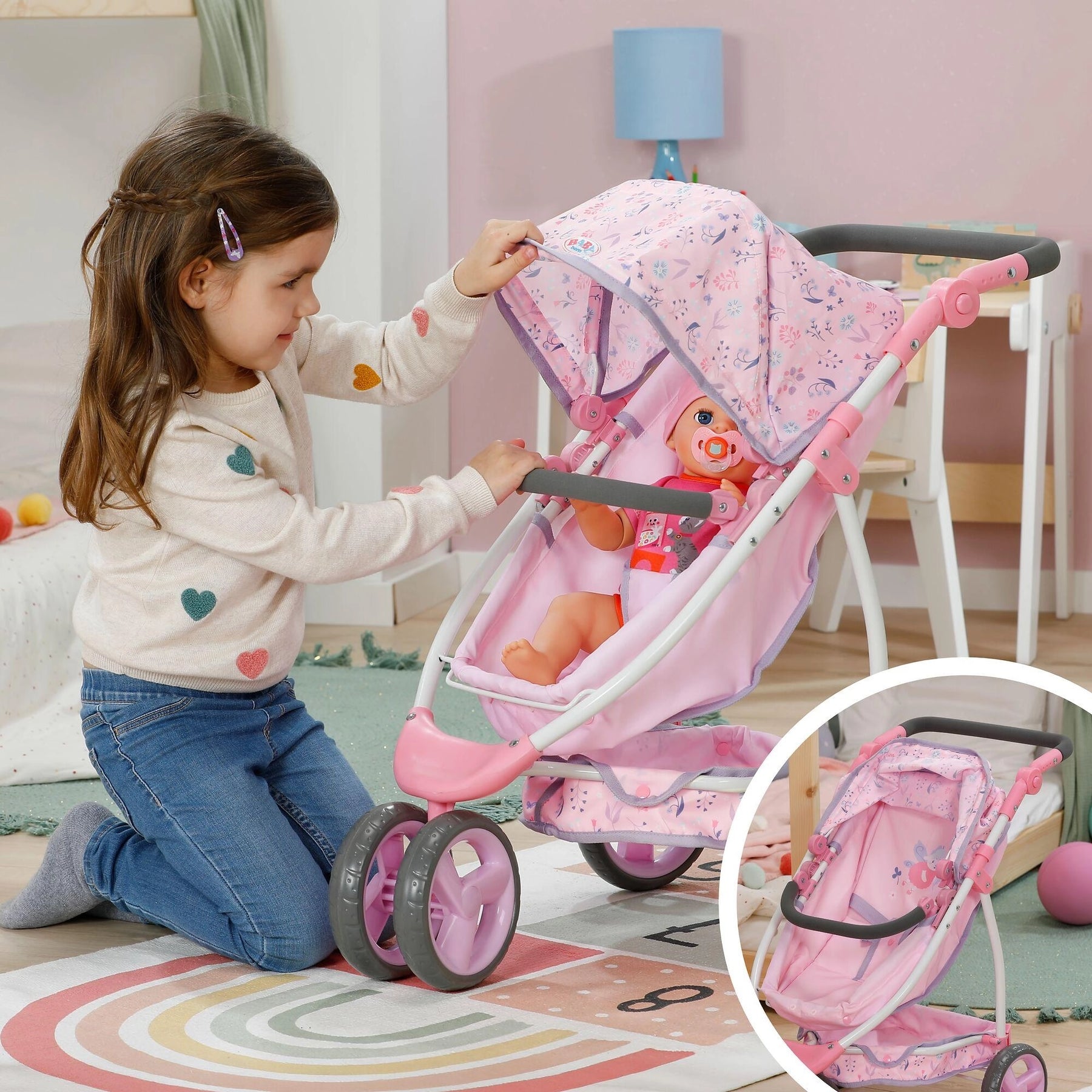 Baby Born Deluxe Nukenvaunut Kukkakuviolla