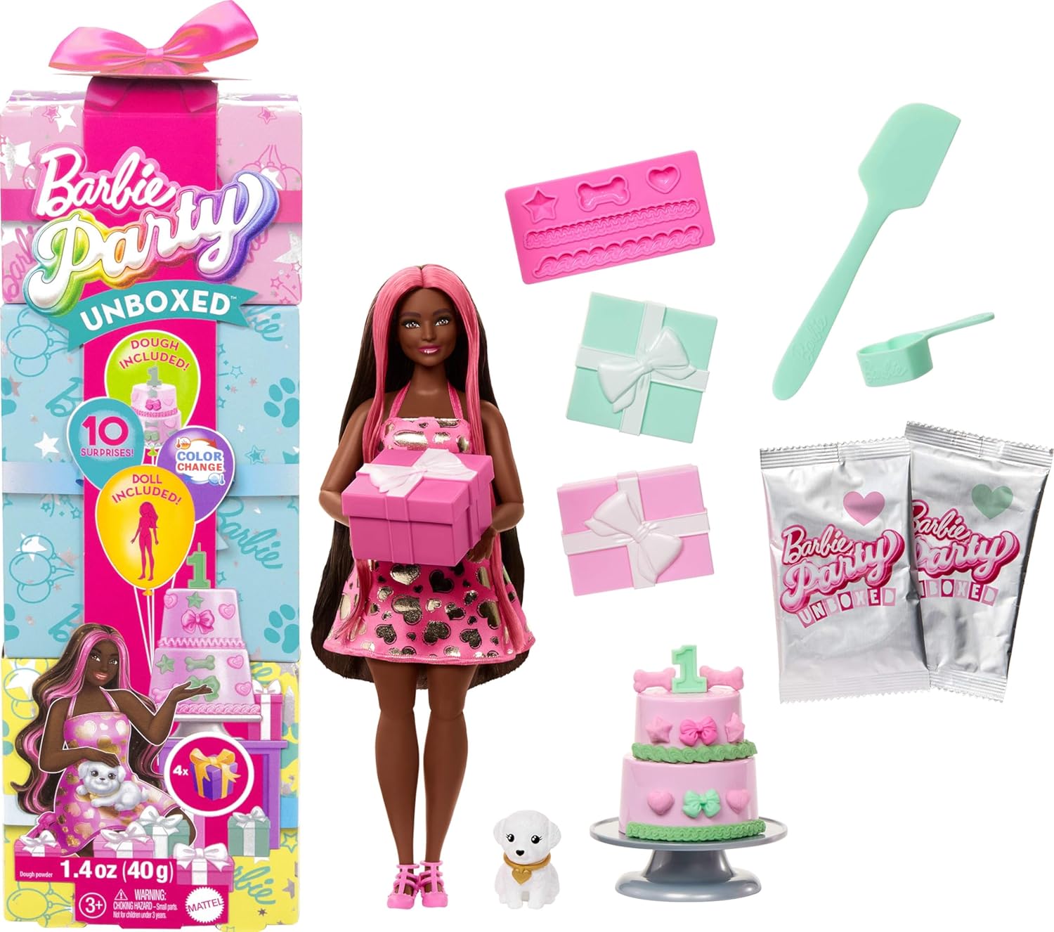 Barbie Party Color Change Väriä Vaihtava Nukke Tummat Hiukset