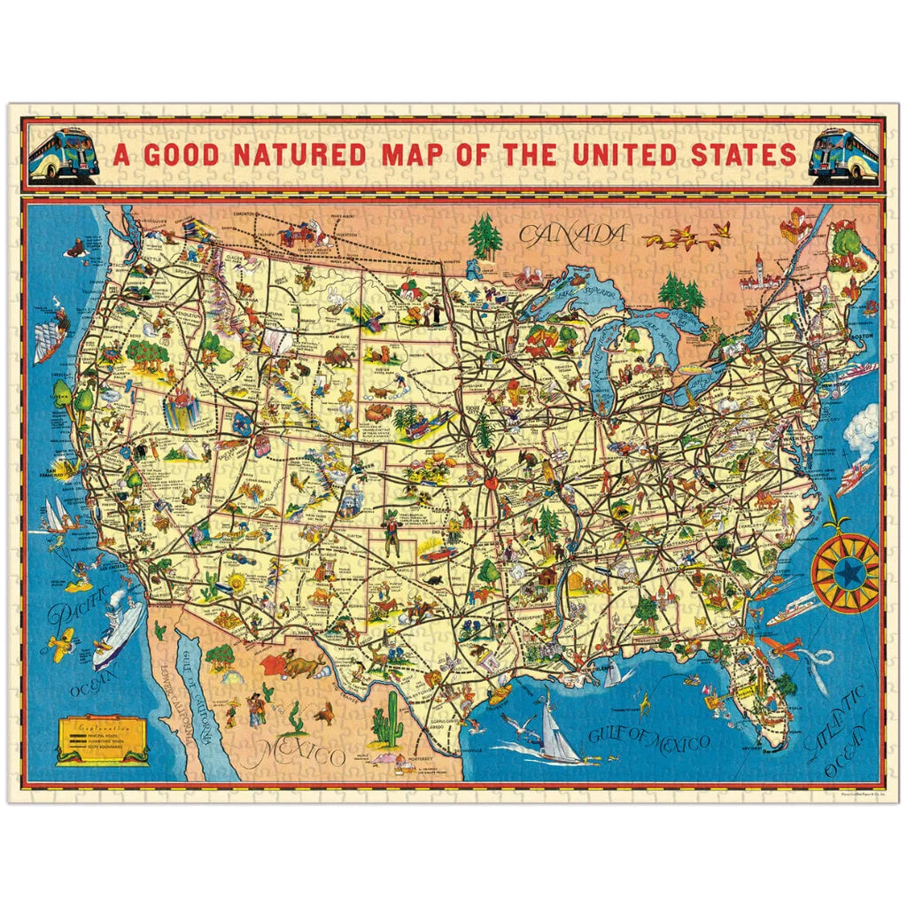Cavallini & Co. Vintage Puzzle 1000 Palaa World Of The United States