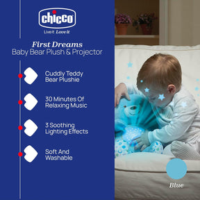 Chicco Baby Bear Nalle Yövalo Vaaleansininen
