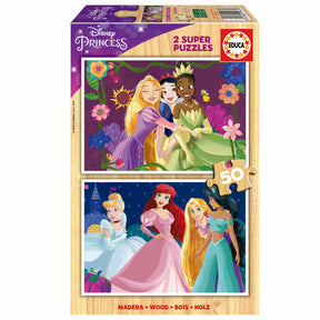 Educa Puinen Palapeli 2x50 Palaa Disney Princess