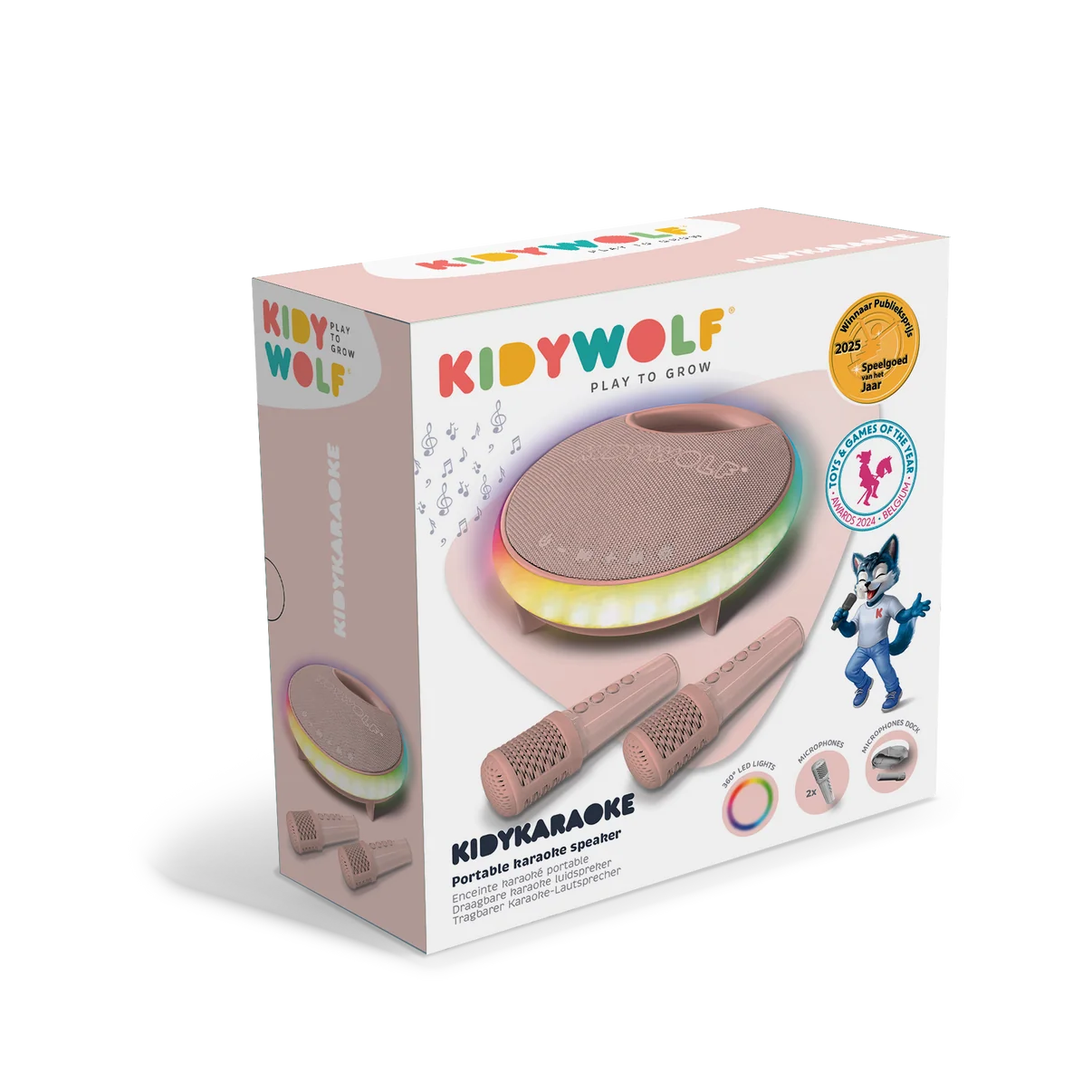 KidyWolf Bluetooth Karaokelaite ja Mikrofonit Vaaleanpunainen