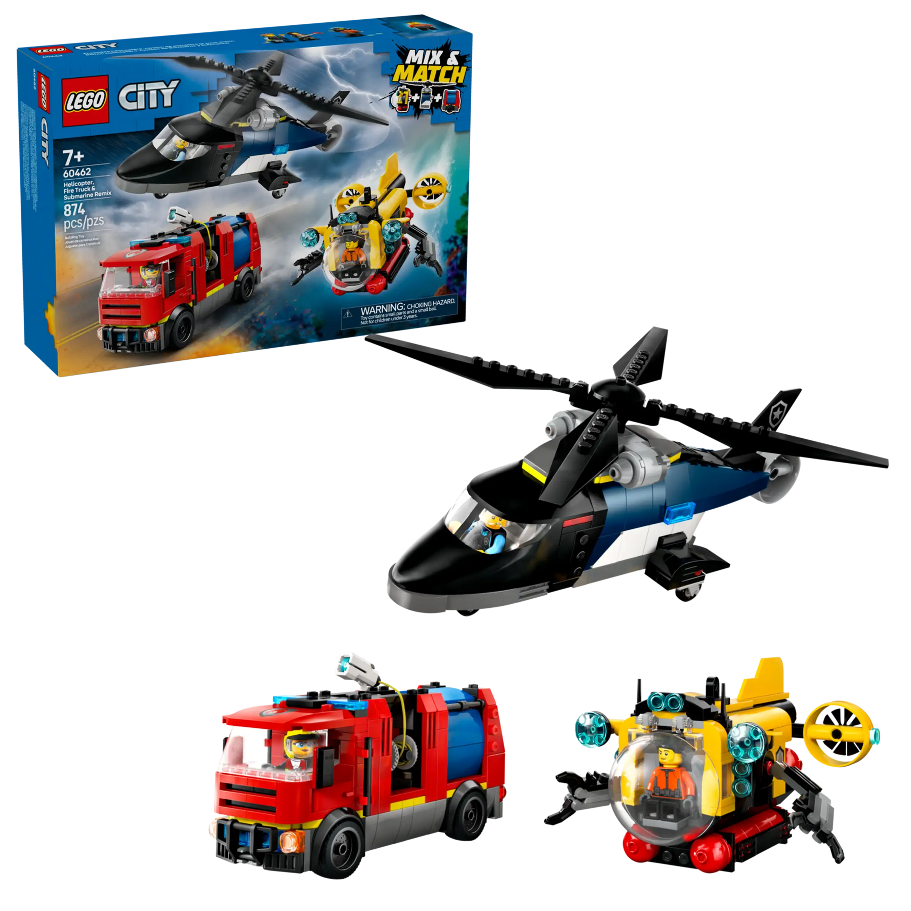 LEGO City 60462 Helikopteri, Paloauto ja Sukellusvene