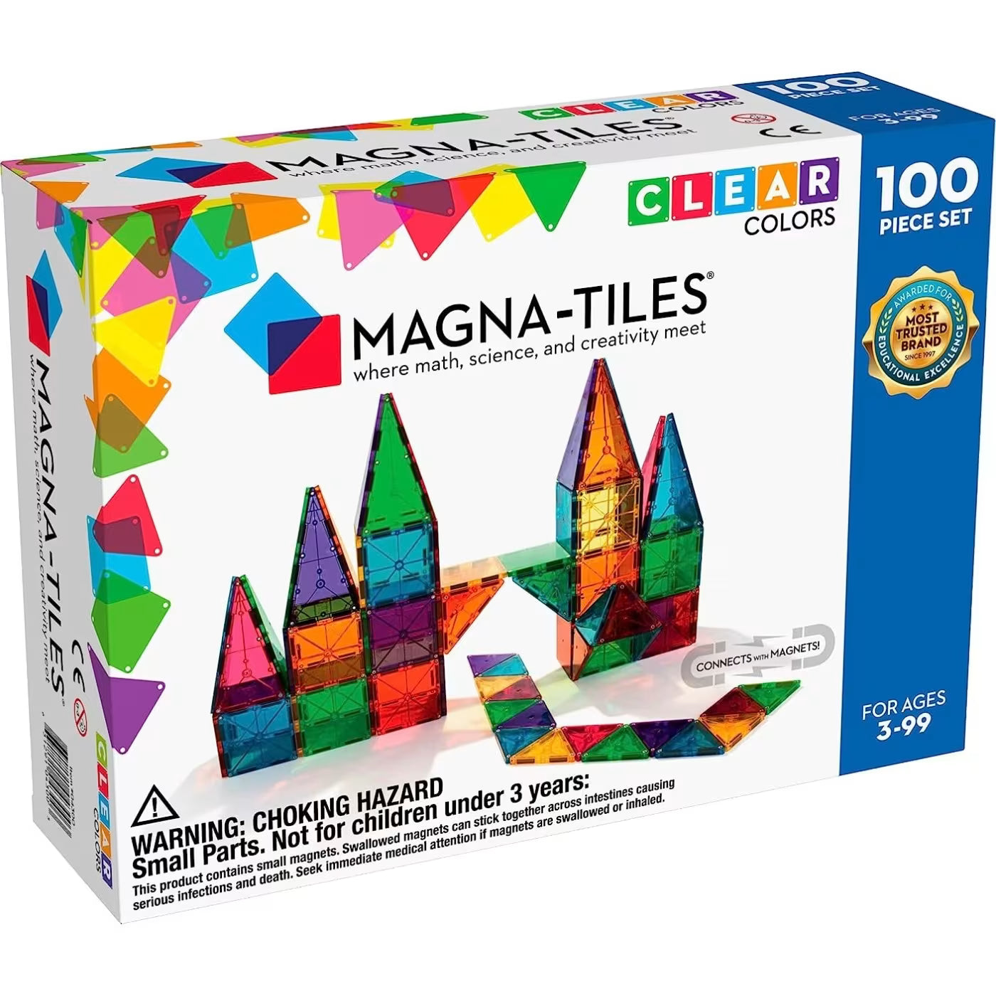 MAGNA-TILES® Clear Colours -Magneettirakennussarja 100 Osaa