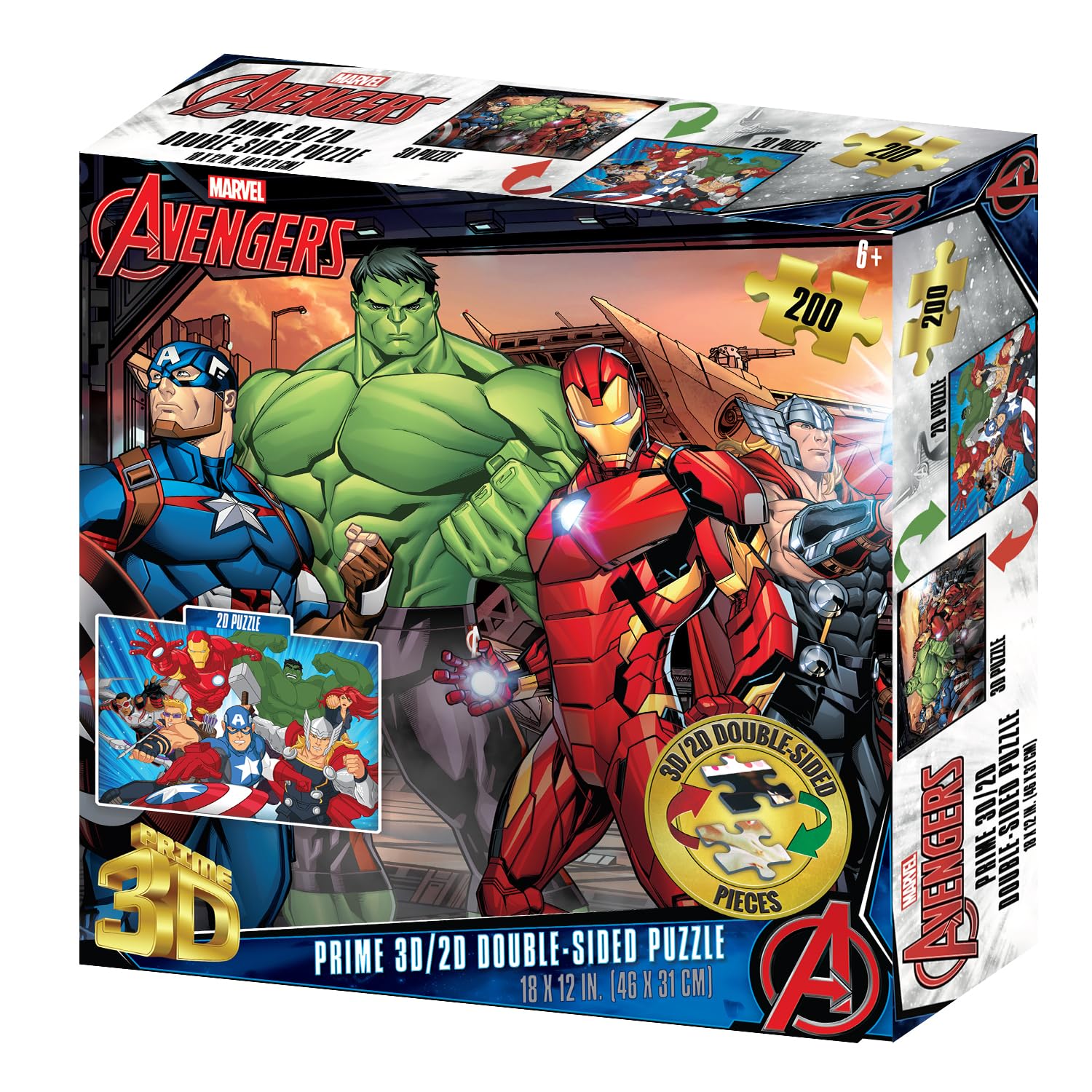 Marvel Avengers 2D/3D 200 Palan Kaksipuolinen Palapeli