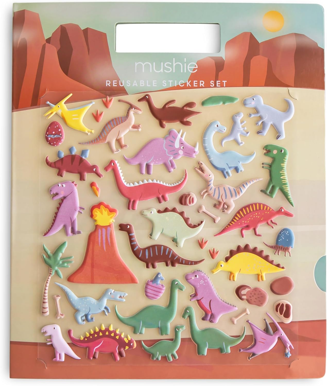 Mushie Uudelleenkäytettävä Tarrasetti/Tarratarina Dinosaurukset