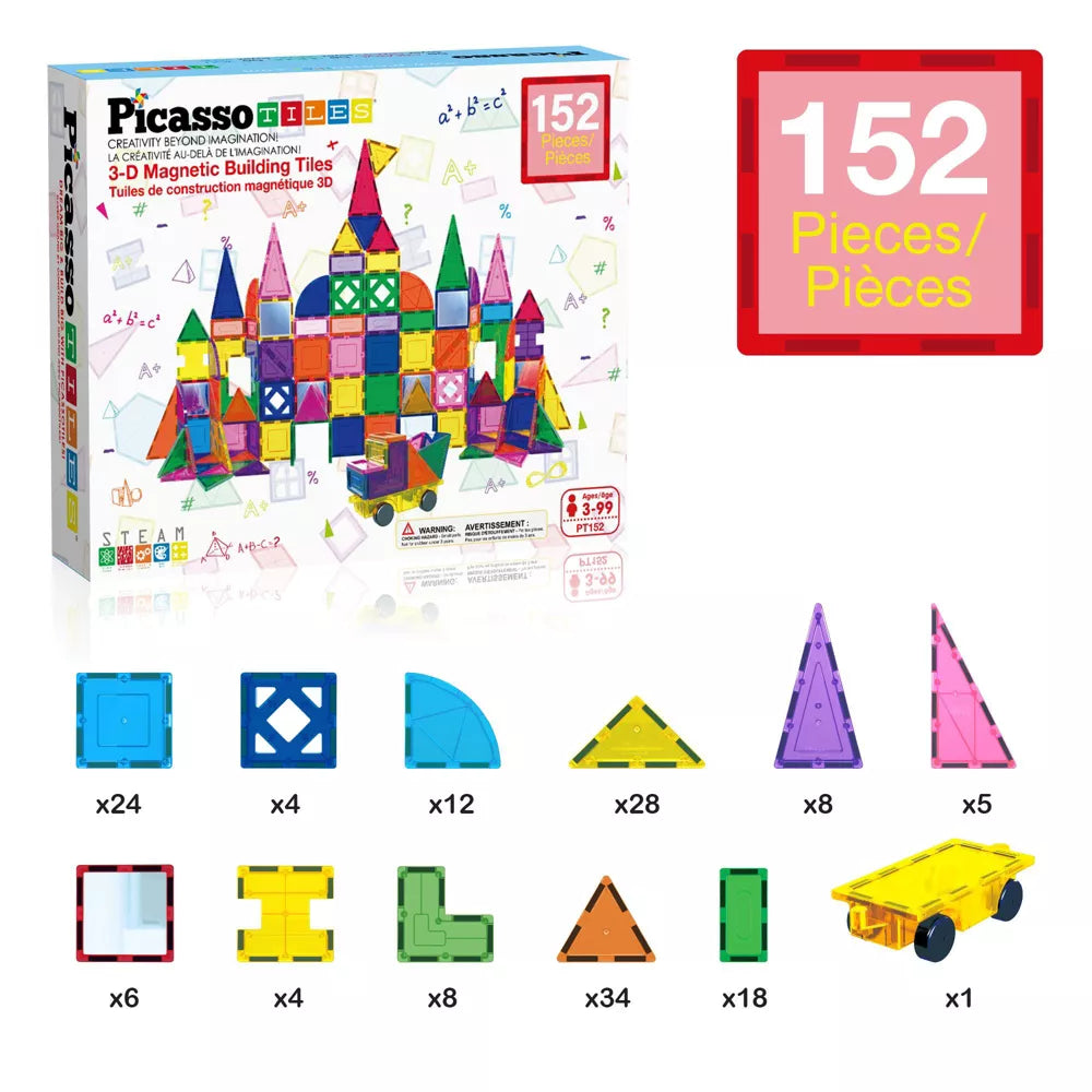 PicassoTiles Magneettinen 3D Rakennussarja 152 Osaa
