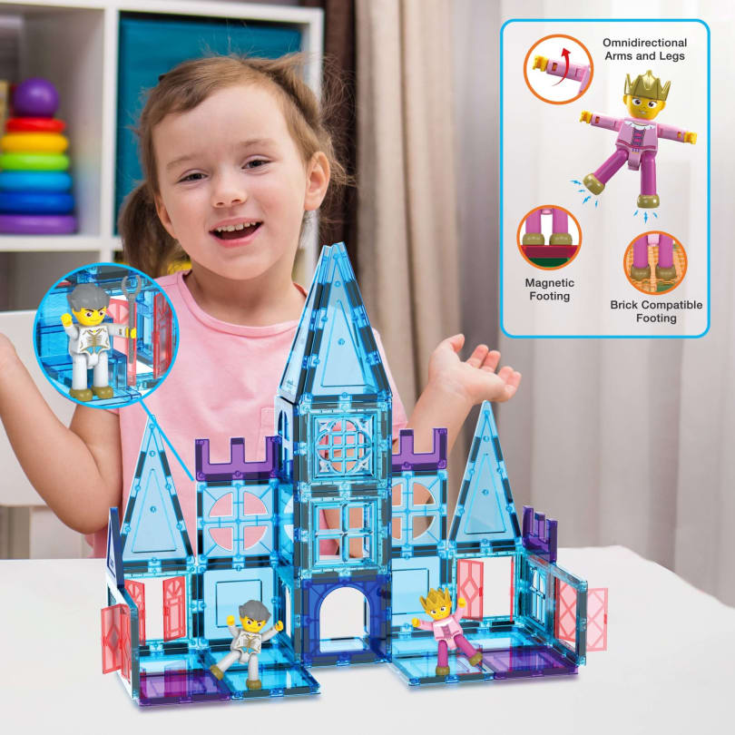 PicassoTiles Magneettinen 3D Rakennussarja Jäälinna 72 Osaa
