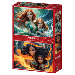 Alipson Puzzle 2 x 500 Palan Palapeli  L'Eau et le Feu - Collection Mère et Fille