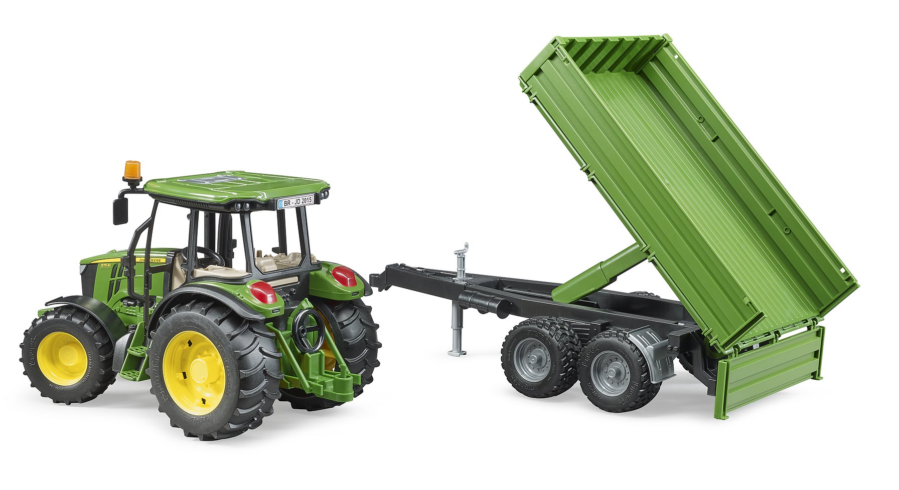 Bruder John Deere 5115M Traktori ja Peräkärry 1:16