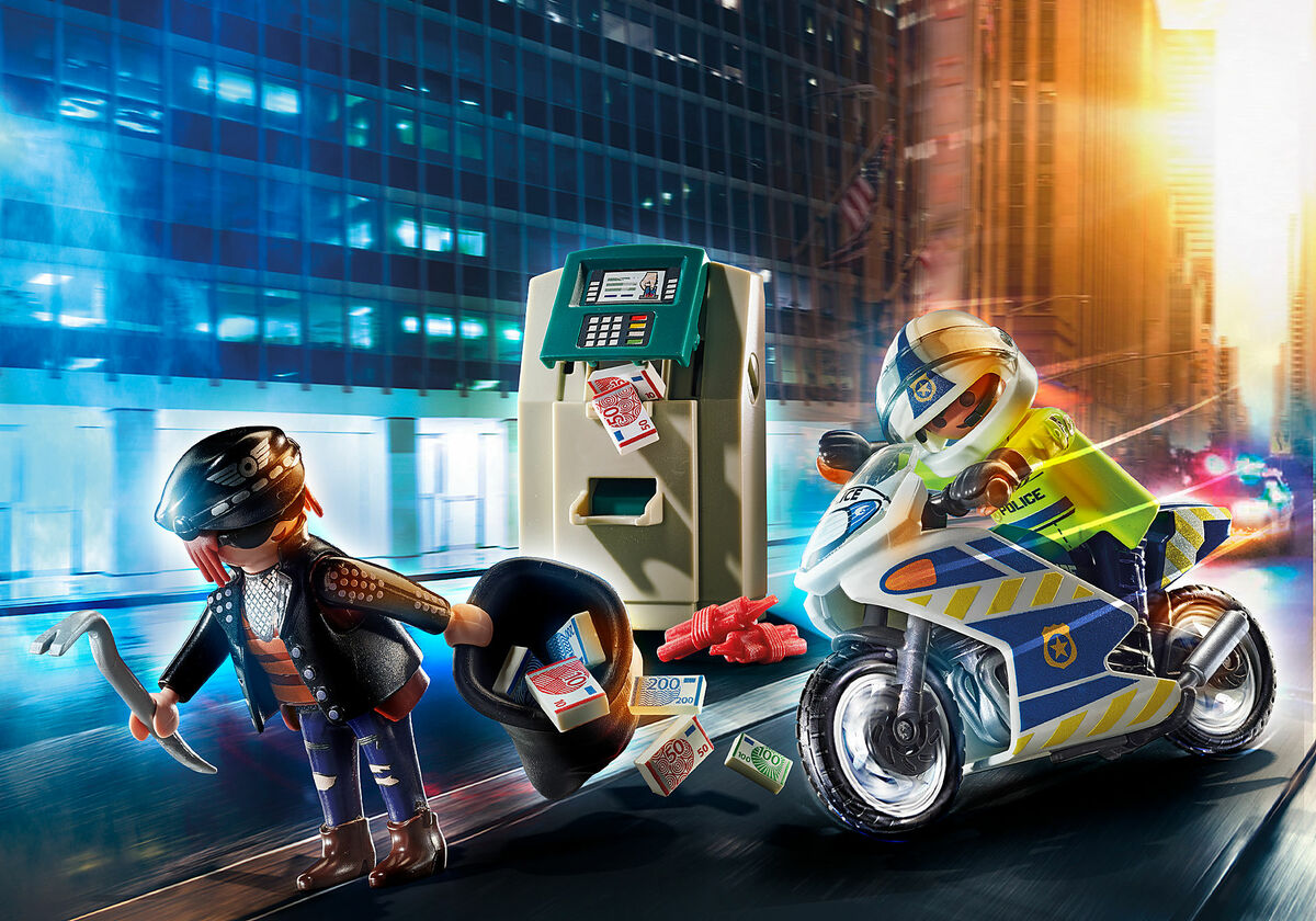 Playmobil 70572 Poliisimoottoripyörä: Raharyöstäjän takaa-ajo