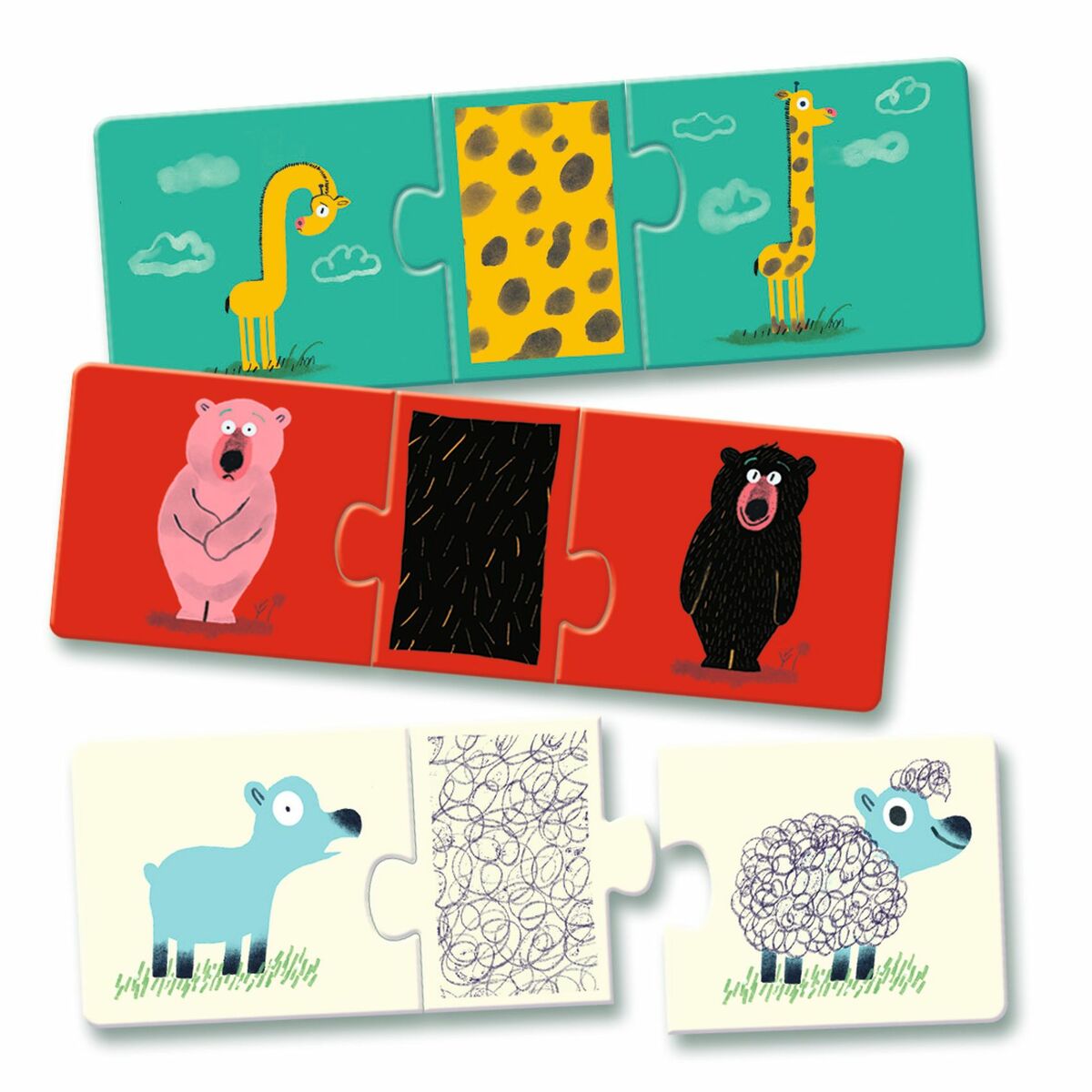 Djeco Puzzle Trio Palapeli Alastomat Eläimet