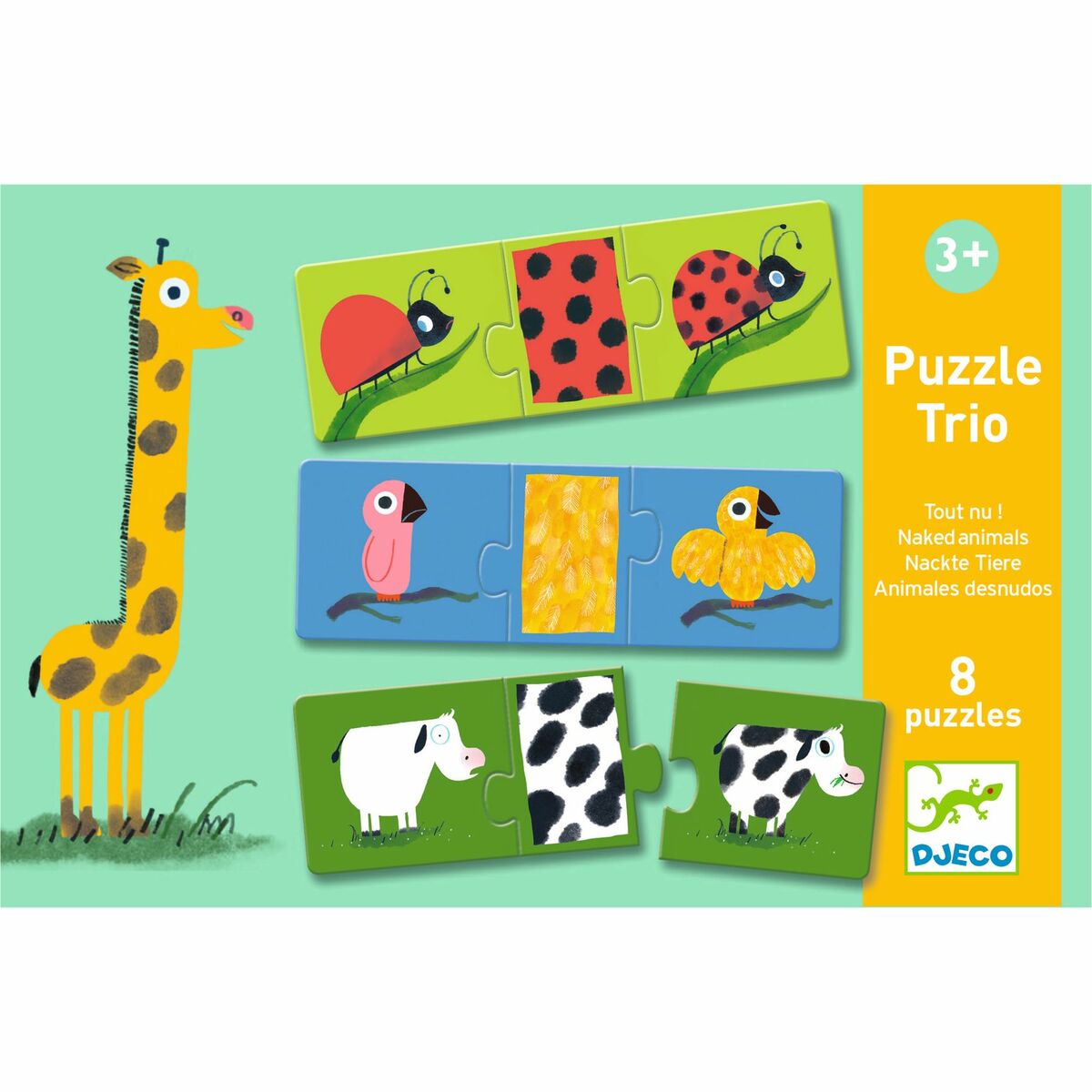 Djeco Puzzle Trio Palapeli Alastomat Eläimet