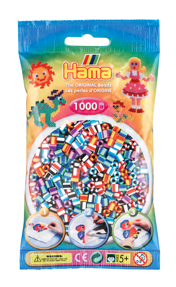 Hama Helmet Midi 1000 kpl Valkoraita mix, 5 väriyhdistelmää