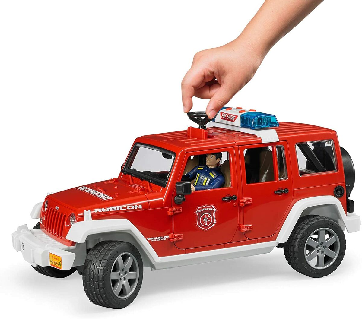 Bruder Jeep Wrangler Paloauto Äänillä ja Valolla sekä Hahmolla