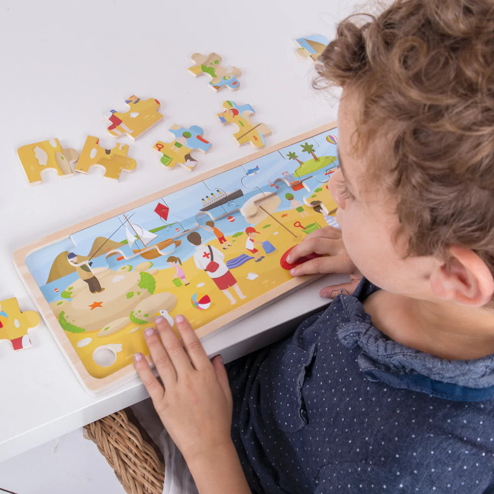 Bigjigs Puinen 24 Palan Kehyspalapeli Rannalla