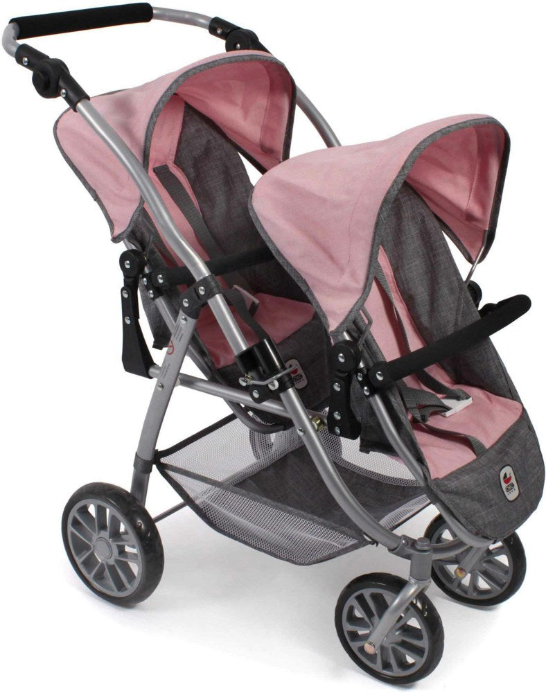 Bayer Chic 2000 Kaksostenrattaat Pinkki/Harmaa (Nukelle)