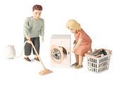 Lundby Nukketalon Kalusteet Imuri, Pesukone ja Pyykkikori